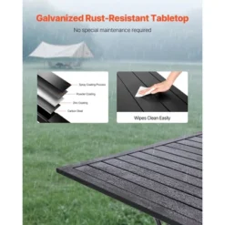 VEVOR Outdoor Patio Dining Table, 37 Inch Square Metal Steel Slat Backyard Bistro Tables, With 1.5 In Umbrella Hole, Black -Vevor GUEST 9247dd81 593e 4aa2 981e c050022624b0