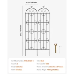 VEVOR Garden Trellis For Climbing Plants, 87 X 20 In, 2 Packs Rustproof Metal Garden Flower Trellis, Outdoor Climbing Rose Trellis Cucumbers Support 14 VEVOR Garden Trellis For Climbing Plants, 87 X 20 In, 2 Packs Rustproof Metal Garden Flower Trellis, Outdoor Climbing Rose Trellis Cucumbers Support -Vevor GUEST 92b51937 4c97 434a 890e d1f78f413671