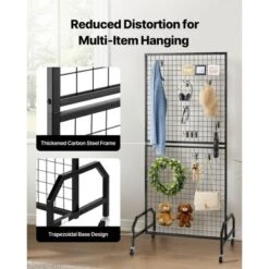 VEVOR 2 Packs Grid Wall Panels, 2.9 X 5.9 Ft Wire Grid Panels Display Rack, Movable Art Display Shelf With Wheels And 10 Hooks, Black -Vevor GUEST 92caa16e d90e 4197 871a a4c942ab5b05