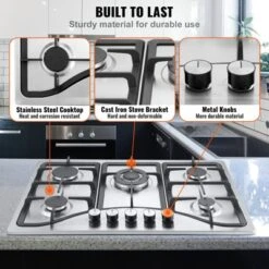 VEVOR 30-inch Gas Cooktop, 5 Burners Built-in Gas Stove Top, Max 12250BTU NG/LPG Convertible Stainless Steel Natural Gas Hob -Vevor GUEST 9380286f 2ba8 4cb0 8554 7f37b7c1f191