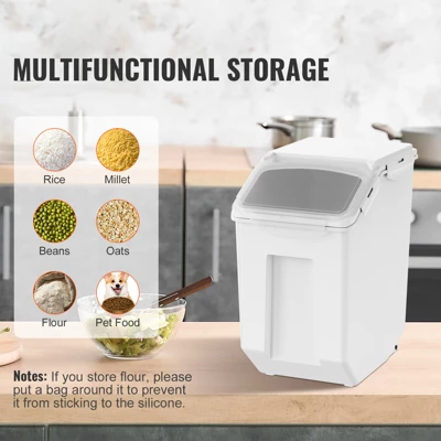 VEVOR Ingredient Storage Bin, 2 X 15L Dispenser Bin With 2 Measuring Cups, Attachable Casters And Airtight Lid, PP Material 2 VEVOR Ingredient Storage Bin, 2 X 15L Dispenser Bin With 2 Measuring Cups, Attachable Casters And Airtight Lid, PP Material - Image 2