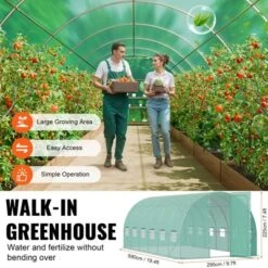 VEVOR Walk-in Tunnel Greenhouse, 19.4x9.7x7.4 Ft Hoop House Greenhouse Tunnel With Galvanized Steel Frame, PE Cover, Swing Door, 12 Roll-up Windows 13 VEVOR Walk-in Tunnel Greenhouse, 19.4x9.7x7.4 Ft Hoop House Greenhouse Tunnel With Galvanized Steel Frame, PE Cover, Swing Door, 12 Roll-up Windows -Vevor GUEST 93fe7e17 7744 467a add2 46871aa12fb5