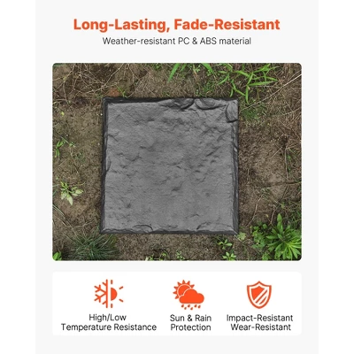 VEVOR Garden Stepping Stones, 4Pcs 15.5 X 15.5 In, Decorative Stepping Stones With Stakes, Weather-Resistant Plastic Pathway Pavers, Grey 6 VEVOR Garden Stepping Stones, 4Pcs 15.5 X 15.5 In, Decorative Stepping Stones With Stakes, Weather-Resistant Plastic Pathway Pavers, Grey - Image 6