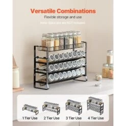 VEVOR Detachable Spice Rack Organizer For Cabinet, 4 Tie Stackable Seasoning Organizer, Spice Jars Kitchen Storage, Black 13 VEVOR Detachable Spice Rack Organizer For Cabinet, 4 Tie Stackable Seasoning Organizer, Spice Jars Kitchen Storage, Black -Vevor GUEST 94a16315 e484 414a 84d3 b3db9baa96dd