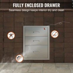 VEVOR Outdoor Kitchen Drawers 14" W X 20.3" H X 23" D, Flush Mount Triple Access BBQ Drawers Stainless Steel With Handle, Silver -Vevor GUEST 953bdf5d aac3 4604 918c d335a8329464