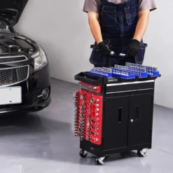 VEVOR Magnetic Socket Organizer Set, 8PCS Socket Holder, 1/4'', 3/8'' & 1/2'' Metric SAE Socket Trays With Clear Labels