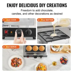 VEVOR Dutch Pancake Maker, 9PCS 76mm Diameter Dorayaki Baker Machine, 850W Commercial Electric Poffertjes Grill, Non-stick Stainless Steel -Vevor GUEST 955281e2 a694 4ae1 8c16 d3cb646f6a83
