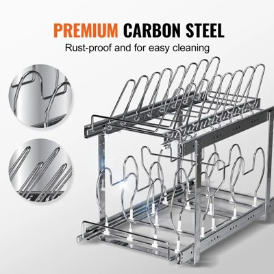 VEVOR Pan And Pot Rack, 2-Tier Expandable Pull Out Under Cabinet Organizer, Cookie Sheet Baking Pans Tray Racks, Adjustable Wire Dividers 5 VEVOR Pan And Pot Rack, 2-Tier Expandable Pull Out Under Cabinet Organizer, Cookie Sheet Baking Pans Tray Racks, Adjustable Wire Dividers - Image 5
