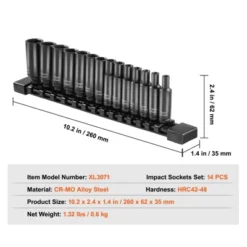 VEVOR 1/4" Drive Impact Socket Set,14 Piece Deep Socket Set Metric 4-15mm, 6 Point Cr-Mo Alloy Steel For Auto Repair, Easy-to-Read Size Markings,BLACK -Vevor GUEST 95ba7cff 5572 4917 aee0 69fdca19643e