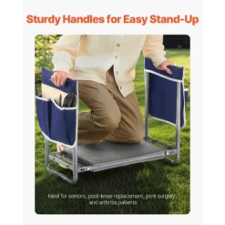 VEVOR Garden Kneeler And Seat, 11 In Wide Kneeling Pad, Heavy Duty Garden Kneeling Stool, Folding Garden Seat With 2 Tool Bags, Silver&Blue -Vevor GUEST 95bc0a09 4e14 44b6 95ea 2aca3ee8b3b7