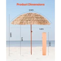 VEVOR Tiki Umbrella, 6.5 Ft Thatched Patio Umbrella With Tilt, Hawaiian Style Beach Parasol With Durable PP Thatch And 8 Metal Ribs, Oringinal Color 14 VEVOR Tiki Umbrella, 6.5 Ft Thatched Patio Umbrella With Tilt, Hawaiian Style Beach Parasol With Durable PP Thatch And 8 Metal Ribs, Oringinal Color -Vevor GUEST 95bc6ada f03e 4955 b1f6 cf5fdeb99d45