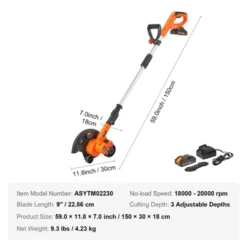 VEVOR Lawn Edger, 20 V Power Edger, 9-inch Blade Edger Lawn Tool With 3-Position Blade Depth,for Lawns, Driveways, Borders, And Sidewalk Edges -Vevor GUEST 95e9e854 f13f 4d21 b8a7 9fdc51178455