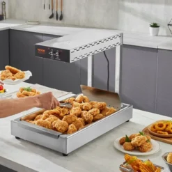 VEVOR French Fry Food Warmer, 750W Commercial Food Heating Lamp, Electric Stainless Steel Warming Light Dump Station, Countertop 104-122°F