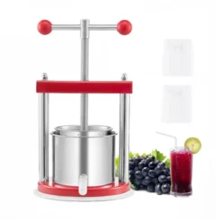 VEVOR 0.44 Gal/1.65L Fruit Wine Press, 2 Stainless Steel Barrels, Manual Juice Maker, Cider Apple Grape Tincture Honey Olive Oil Making Press, Red -Vevor GUEST 962af60a be72 4138 ad0c 01a9e670fe83