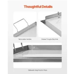 VEVOR Stainless Steel Griddle, 23x16 Inch Universal Flat Top Rectangular Plate, Gas Grill Griddle For BBQ Grill, Teppanyaki, Silver -Vevor GUEST 965812a2 6085 4a3e af60 f260cad04d52