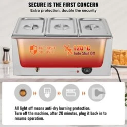 VEVOR 3-Pan Commercial Food Warmer, 17.4QT Electric Steam Table, 1200W Professional Countertop Stainless Steel Buffet Bain Marie -Vevor GUEST 967c05ca 096c 4486 81cb cdf73d9f8d0b