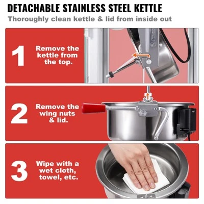 VEVOR Popcorn Maker, 850W Popcorn Popper Machine, 8 Oz Kettle Makes 48 Cups Per Batch, Countertop Popcorn Maker With Tempered Glass, Black 6 VEVOR Popcorn Maker, 850W Popcorn Popper Machine, 8 Oz Kettle Makes 48 Cups Per Batch, Countertop Popcorn Maker With Tempered Glass, Black - Image 6