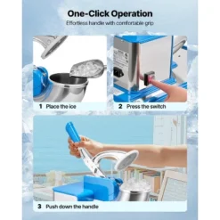 VEVOR Commercial Ice Crusher 661LBS/H, 350W Electric Snow Cone Machine With 4 Blades, 2000RPM Stainless Steel Shaved Ice Machine , Blue -Vevor GUEST 970568b2 f398 432d 9599 791c6259c872