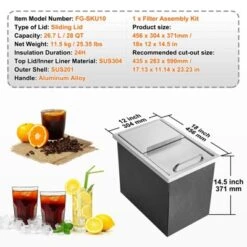 VEVOR Drop In Ice Chest, 18"L X 12"W X 14.5"H Stainless Steel Ice Cooler, Commercial Ice Bin With Sliding Cover, 40.9 Qt Outdoor Kitchen Ice Bar -Vevor GUEST 97343aee eef2 4421 8aa3 8df1dda462a1