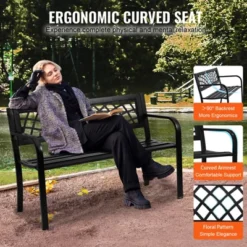 VEVOR Outdoor Bench,46 Inches Metal Garden Bench For Outdoors, 480 Lbs Load Capacity Bench, Outdoor Garden Park Bench With Backrest And Armrests -Vevor GUEST 9774934d fd5c 48cb 9b92 ae84a1b1f76e