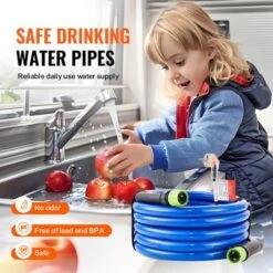 VEVOR 15ft Heated Water Hose For RV,Heated Drinking Water Hose Antifreeze To -45°F, Automatic Self-regulating, 5/8" I.D. With 3/4" GHT Adapter, Blue -Vevor GUEST 9804057f 069a 4ee4 90c7 6b518a807411