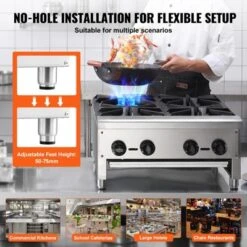 VEVOR Commercial Gas Stove With 4 Burners, Propane And Natural Gas Countertop Cooking Stove Range, Stainless Steel Gas Hot Plate -Vevor GUEST 9814039e 7a22 4739 aa2d 111b7fc5dc7b