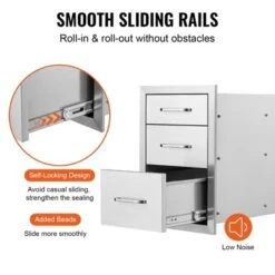 VEVOR 18x23 Inch Outdoor Kitchen Stainless Steel Triple Access BBQ Drawers With Chrome Handle, 18 X23 X 23 Inch,Silver -Vevor GUEST 981f2337 49e6 4dfc a374 65a83a695a9a