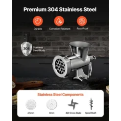 VEVOR Manual Meat Grinder, 304 Stainless Steel Hand Crank Meat Mincer With Steel Table Clamp, Sausage Stuffer, Silver -Vevor GUEST 9855ade5 a566 4c46 aa90 de45a24b62b5