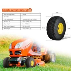 VEVOR Lawn Mower Tires With Rim, 15x6-6" Tubeless Tractor Tires, 2-Pack Tire And Wheel Assembly, S-Turf Pneumatic Tires, 3" Offset Hub, Black -Vevor GUEST 98a54e04 0860 4c46 a132 6ca455a439cd