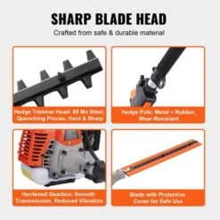 VEVOR 26CC 5-in-1 Multi-Functional Trimming Tools, Gas Hedge Trimmer, Weed Eater, String Trimmer, Edger, Pole Saw Chainsaw Pruner, Orange -Vevor GUEST 98b32c7b 34aa 4a00 ae6b ee57e6f813f9