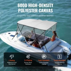 VEVOR 4 Bow Bimini Top Boat Cover, Detachable Mesh Sidewalls, 600D Polyester Canopy With 1" Aluminum Alloy Frame -Vevor GUEST 98c2816a e568 424b 9c90 92fe438dad69