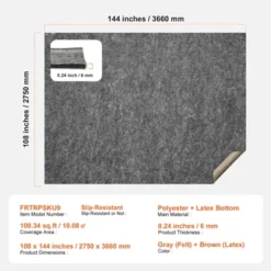 VEVOR - Slip-Resistant Rug Pad - Protective Cushioning Carpet Pad - 9' X 12' - 1/4"Thick - Dual Surface - Polyester Felt + Latex - Gray -Vevor GUEST 98f5c6f8 734a 4379 a01c f35a9d031ef2