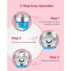 VEVOR Electric Cotton Candy Machine, 1000W Commercial Candy Floss Maker With 20.5 In Stainless Steel Bowl, Sugar Scoop, And Drawer, Blue -Vevor GUEST 997c0545 aef0 4ae6 94e6 bfd32facff2d