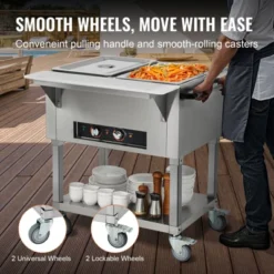 VEVOR 2-Pan Commercial Food Warmer, 2 X 20.6QT Electric Steam Table, 1000W Professional Buffet Catering Food Warmer With 4 Wheels (2 Lockable) -Vevor GUEST 99dfe658 f3b0 4e71 8048 d1df775e33c3