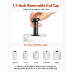 VEVOR Paper Towel Holder Countertop, Stainless Steel Kitchen Paper Towel Stand With Weighted Base And Suction Cups, Black -Vevor GUEST 9a22924e 3cb9 4fa8 b88a 3b97ebecc4c5