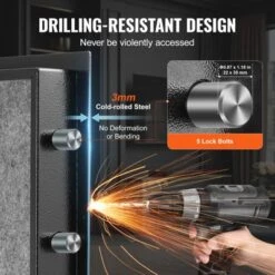 VEVOR Single Door 4.0 Cu.ft Safe Box With Key Lock & Password, Safe Lock Box With Fireproof Bag, Key Rack, 2 Shelves, And 1 Cabinet, Black -Vevor GUEST 9a2c3d1e 147a 41cf a0f3 736915a89287