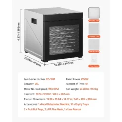 VEVOR Food Dehydrator Machine, 10 Stainless Steel Trays, 1000W Electric Food Dryer With Adjustable Temperature & 24-Hour Timer, Freeze Dryer, Black -Vevor GUEST 9a7caa2d 93e0 45ec a732 6932e1a5011d