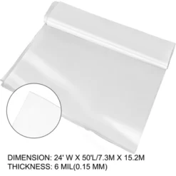 VEVOR Greenhouse Film 24 X 50 Ft, Greenhouse Polyethylene Film 6 Mil Thickness, Greenhouse Plastic Greenhouse Clear Plastic Film UV Resistant -Vevor GUEST 9a9f6a22 e19c 4d97 a4b4 bb23fb3ac274