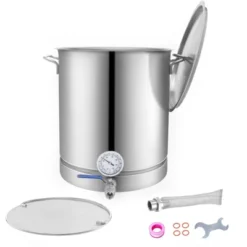 VEVOR Stainless Steel Kettle, 16 GALLON Brewing Pot, Tri Ply Bottom For Beer, Brew Kettle Pot, Home Brewing Supplies Includes Lid, Handle,Thermometer -Vevor GUEST 9aa9ed0a d599 4c52 94e9 dc50cc1b01d9