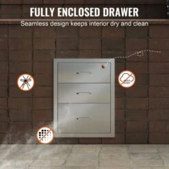 VEVOR 18x23 Inch Outdoor Kitchen Stainless Steel Triple Access BBQ Drawers With Chrome Handle, 18 X23 X 23 Inch,Silver -Vevor GUEST 9b428bf9 9a99 4213 b4a3 9982b2d455c9