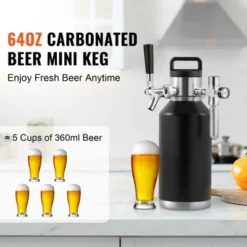 VEVOR Beer Growler Tap System, 64Oz 1.89L Mini Keg, 304 Stainless Steel Pressurized Beer Growler, Keg Growler With Pressure Display, Black -Vevor GUEST 9b43f3b9 b58c 43dd b525 a09b5bed34eb