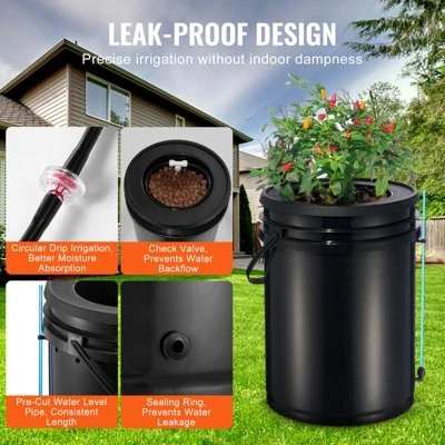 VEVOR DWC Hydroponics Grow System, Hydroponic Growing System With Top Drip Kit, Deep Water Culture 5-Gallon 4 Buckets, With Air Pump, Black 3 VEVOR DWC Hydroponics Grow System, Hydroponic Growing System With Top Drip Kit, Deep Water Culture 5-Gallon 4 Buckets, With Air Pump, Black - Image 3