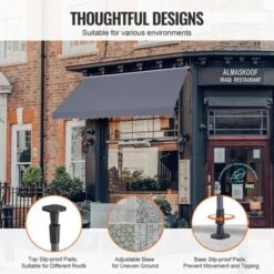 VEVOR 178 X 47" Patio Awning Retractable, Awning Sunshade Shelter With Manual Crank Handle, Adjustable Height From 86 To 122 In, Dark Gray -Vevor GUEST 9bcda237 088c 467b 87f8 deabfb5e8de4