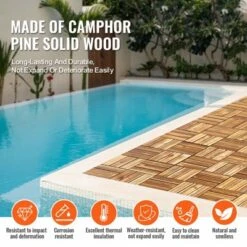 VEVOR Interlocking Deck Tiles Solid Wood, 27 Pack,12"x12" Waterproof Camphor Pine Wood Flooring All Weather Use, Patio Floor Decking Covering Tiles 13 VEVOR Interlocking Deck Tiles Solid Wood, 27 Pack,12"x12" Waterproof Camphor Pine Wood Flooring All Weather Use, Patio Floor Decking Covering Tiles -Vevor GUEST 9be69b0c ee92 494a b5ef db34763df39e