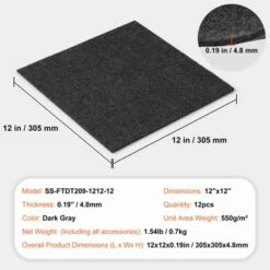 VEVOR Carpet Tiles Peel And Stick, 12” X 12” Squares Self Adhesive Carpet Floor Tile, Soft Padded Carpet Tiles, Easy Install (12 Tiles, Dark Gray) -Vevor GUEST 9be77dd5 0943 4982 8c9b e8520eb8ad33