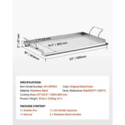 VEVOR Stainless Steel Griddle, 23x16 Inch Universal Flat Top Rectangular Plate, Gas Grill Griddle For BBQ Grill, Teppanyaki, Silver -Vevor GUEST 9c3dd420 8c2b 4397 98c0 1f09d5ad607d