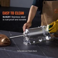 VEVOR Manual Sausage Stuffer, 2.5 L / 6 LBS Horizontal Sausage Machine With U-type Clamp, Food-Grade Stainless Steel, 8 Stuffing Tubes, Silver -Vevor GUEST 9c40d5a9 1dc3 44e3 a778 ccbf89258015