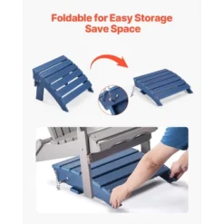 VEVOR Adirondack Ottoman, 15.7L X 18.9W X 13H Inch HDPE Plastic Folding Adirondack Ottoman, Weather-Resistant Foot Rest For Adirondack Chair, Blue -Vevor GUEST 9c47a497 f935 4b07 b790 0e63b81ee3a0