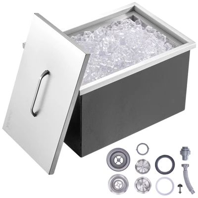 VEVOR Drop In Ice Chest, 22"L X 17"W X 12"H Stainless Steel Ice Cooler, Commercial Ice Bin With Cover, 40 Qt Outdoor Kitchen Ice Bar 8 VEVOR Drop In Ice Chest, 22"L X 17"W X 12"H Stainless Steel Ice Cooler, Commercial Ice Bin With Cover, 40 Qt Outdoor Kitchen Ice Bar - Image 8