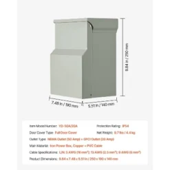 VEVOR Temporary Power Outlet Panel, 20 50 Amp, RV EV Electrical Outlet Panel With NEMA 50 Amp GFCI 20 Amp Receptacle Installed, Gray -Vevor GUEST 9d3e6605 1839 4626 bbd8 f2c693b6a92b